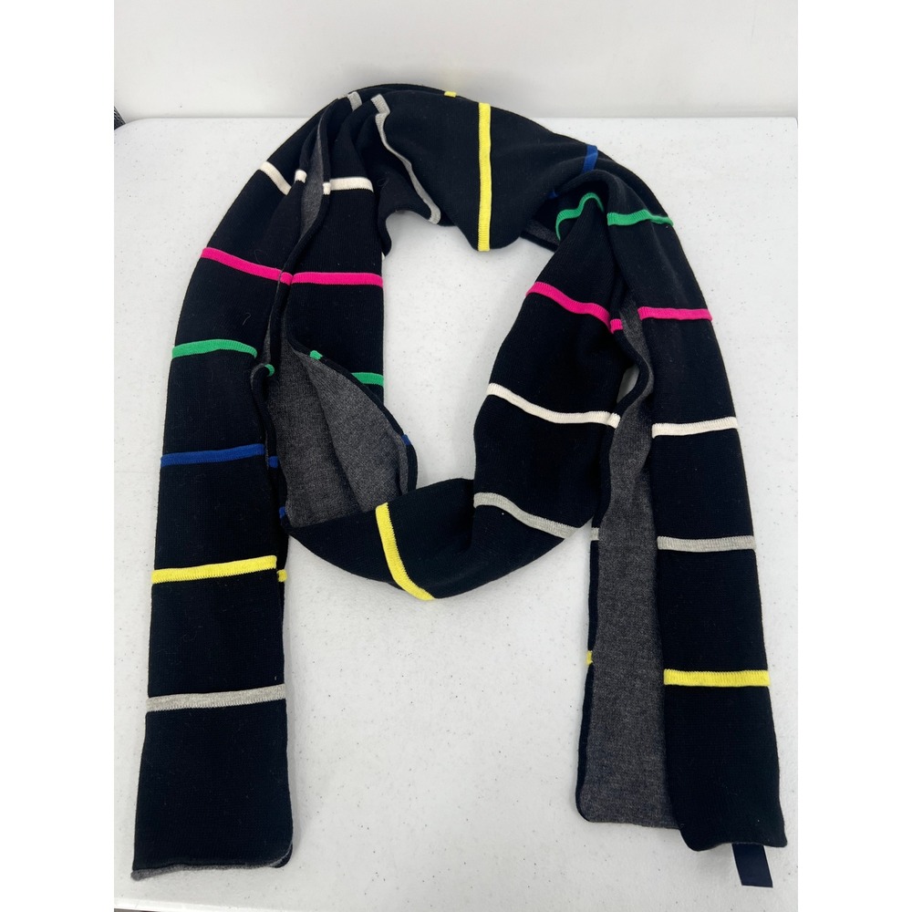 Vintage Gap Scarf Womens Blue Multi Color Stripe Cotton Angora Blend Knit